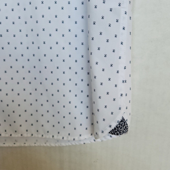 Ted Baker Evryone Luxury Short Sleeve Shirt White Geometric Turkey Size 4 US L - Picture 7 of 9